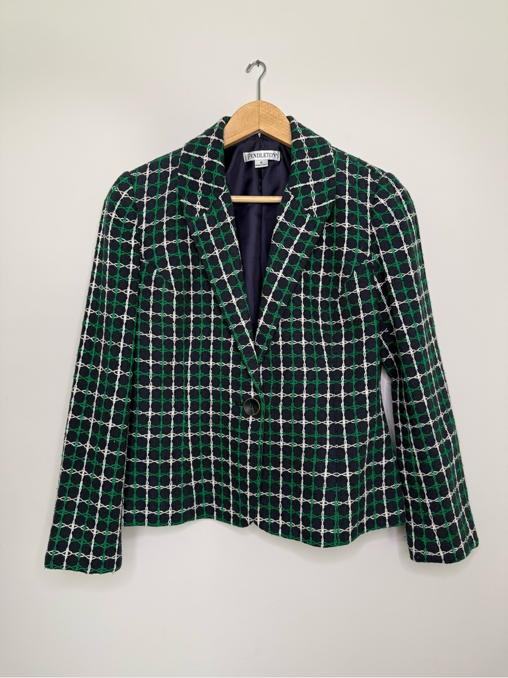 Pendleton Silk Cotton Windowpane Blazer Size 6